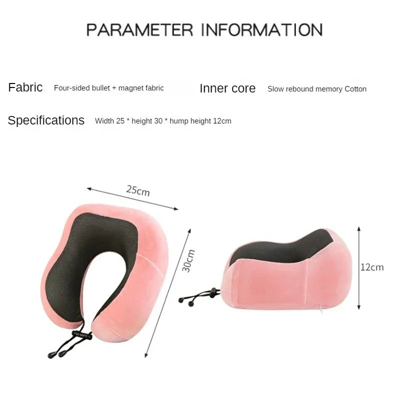U-Shaped Memory Foam Neck Pillow – Soft Travel Pillow with Massage Support for Airplane Sleeping and Cervical Healthcare