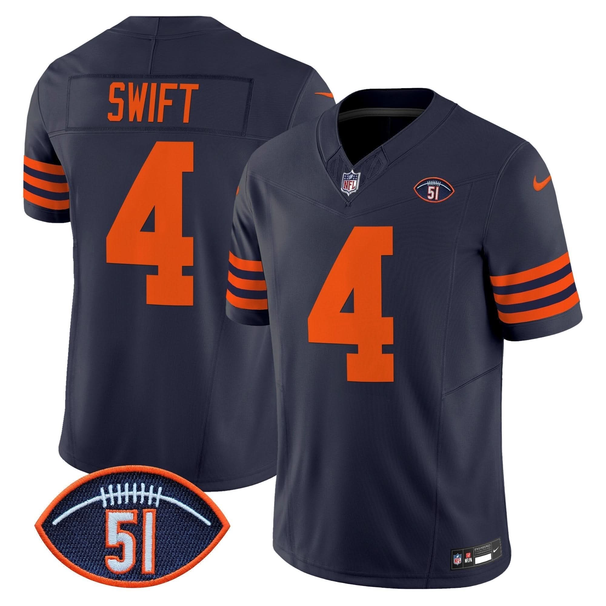 Chicago Bears Dick Butkus Patch Throwback Vapor Limited Jersey - All Stitched