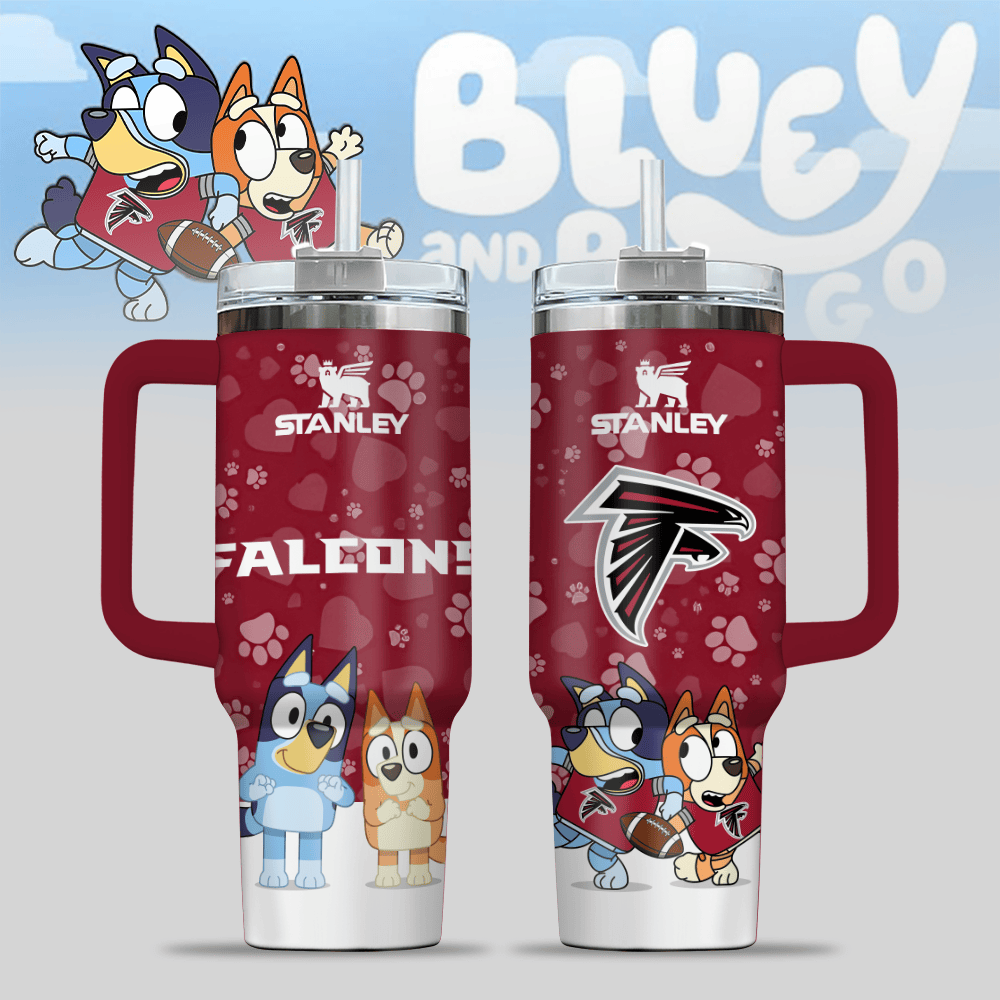 Atlanta Falcons NFL x Bluey Custom Stanley Cup 40 oz 30 oz Tumbler With Handle